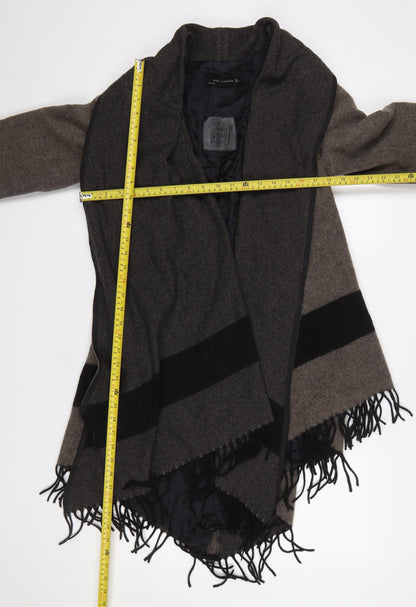 Womens UK Size L Zara Brown Wrap Jumper