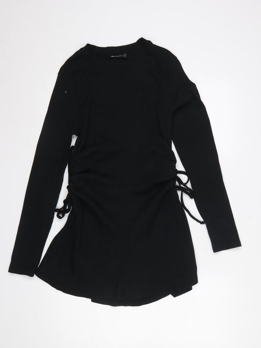 ASOS Design Women's Black Size 12 Bodycon Mini Dress Long Sleeve