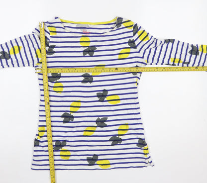 Boden Women’s Multicoloured Lemon Stripe Long Sleeve Cotton T-Shirt UK 8