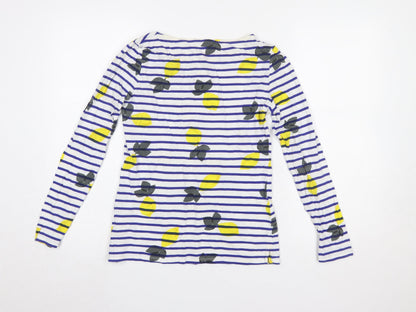 Boden Women’s Multicoloured Lemon Stripe Long Sleeve Cotton T-Shirt UK 8