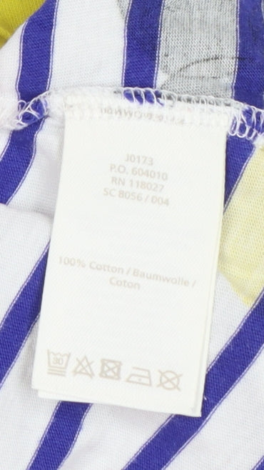 Boden Women’s Multicoloured Lemon Stripe Long Sleeve Cotton T-Shirt UK 8