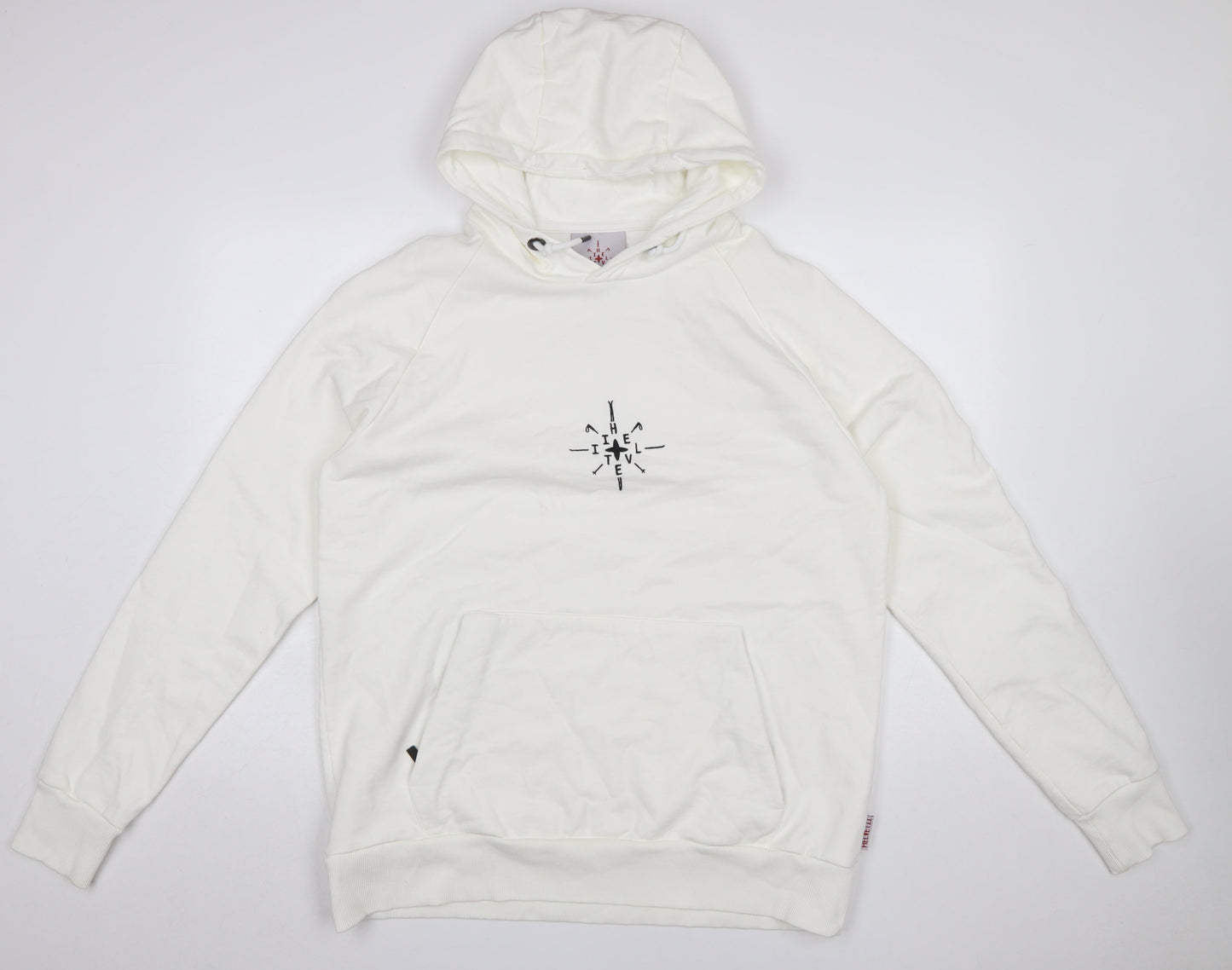Mens UK Size M IHTEVEL White Pullover Hoodie
