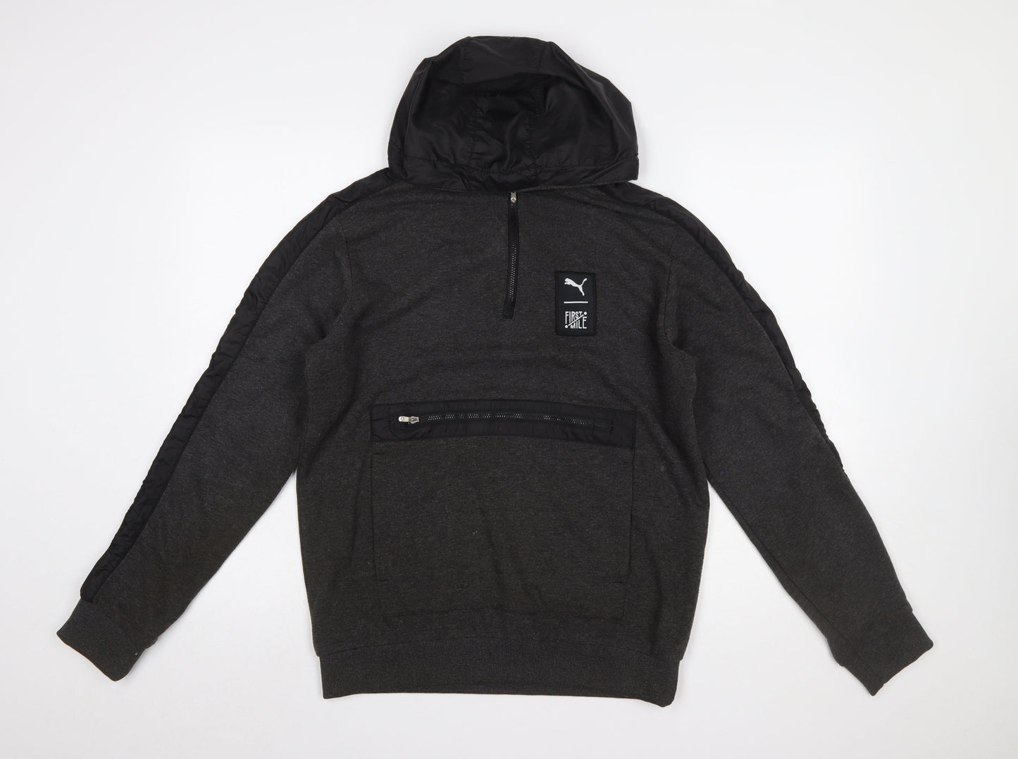 Mens UK Size M PUMA Grey 1/2 Zip Hoodie