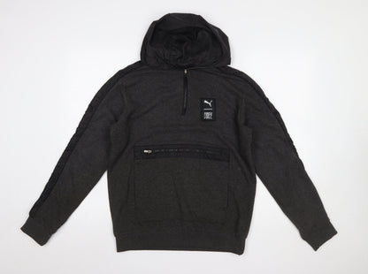 Mens UK Size M PUMA Grey 1/2 Zip Hoodie