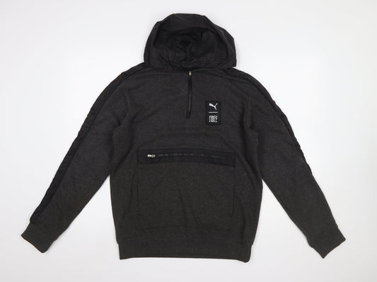 Mens UK Size M PUMA Grey 1/2 Zip Hoodie