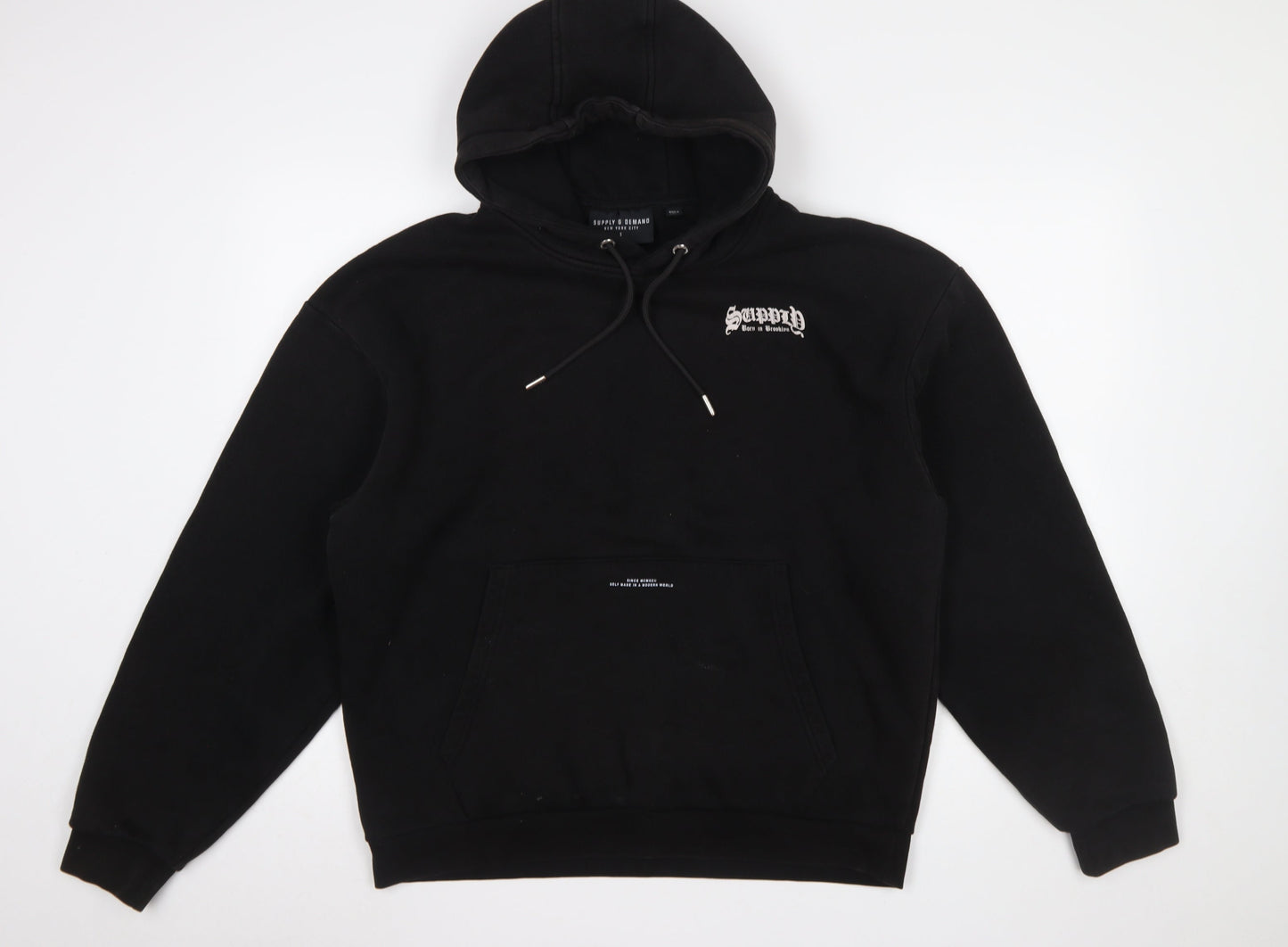 Mens UK Size S Supply & Demand Black Pullover Hoodie