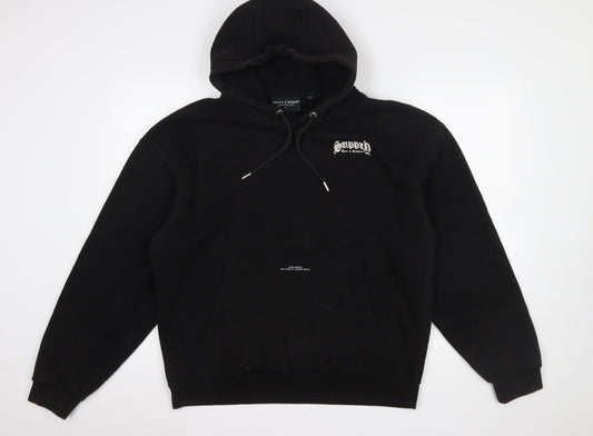 Mens UK Size S Supply & Demand Black Pullover Hoodie