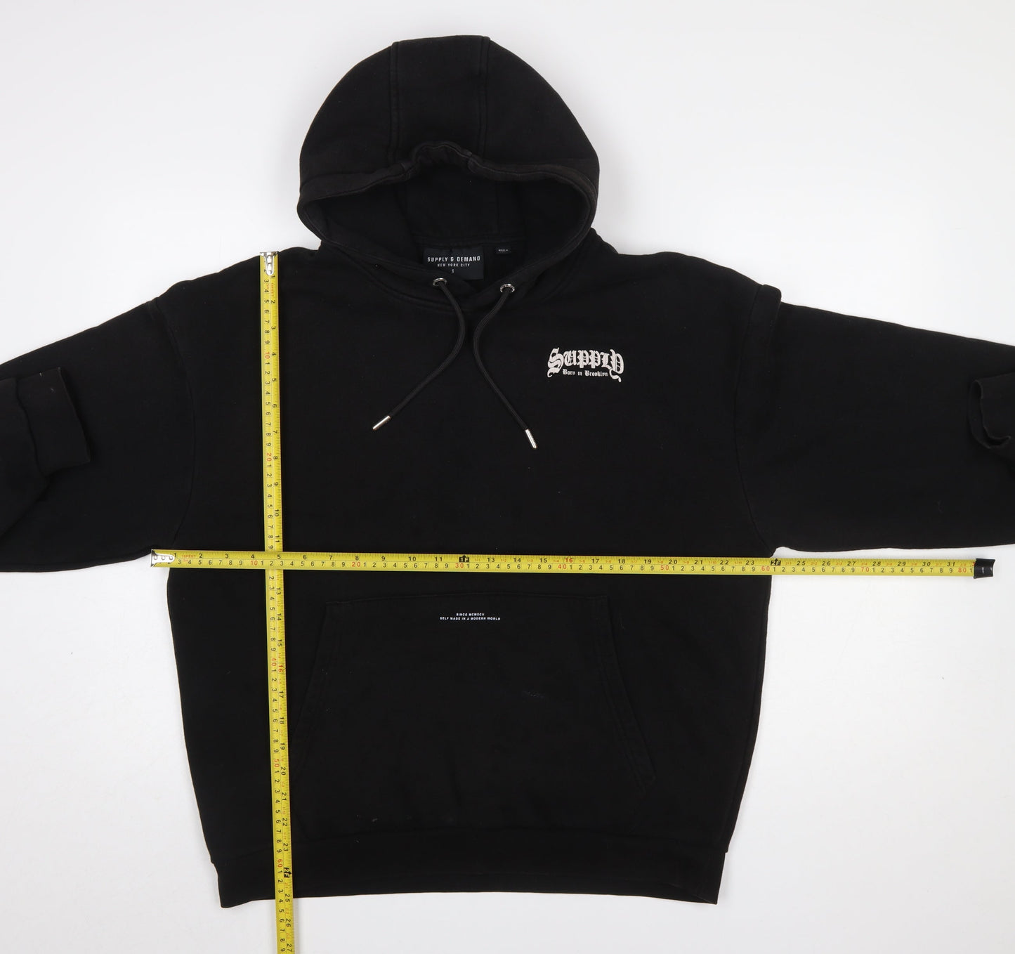 Mens UK Size S Supply & Demand Black Pullover Hoodie