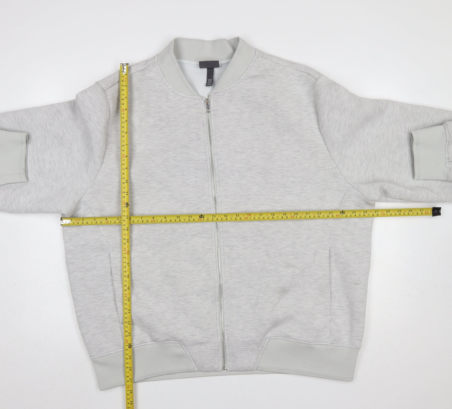 Mens UK Size 2XL H&M Grey Full Zip Sweatshirt