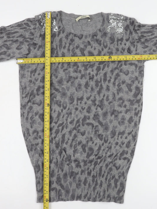 Womens UK Size S Oasis Grey Basic Blouse