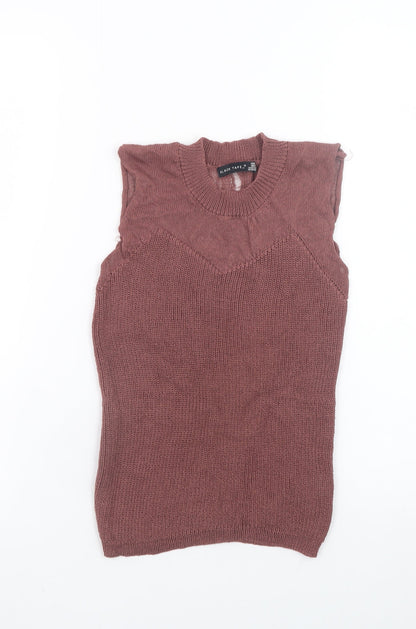 Womens UK Size S Black Tape Brown Basic Tank
