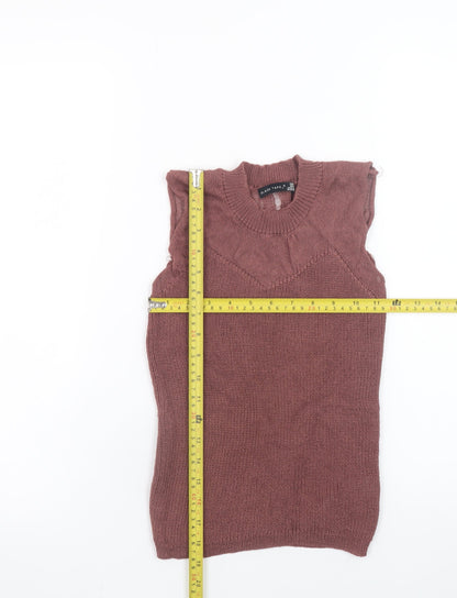 Womens UK Size S Black Tape Brown Basic Tank