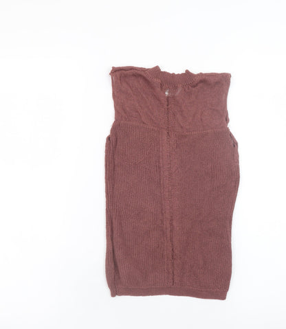 Womens UK Size S Black Tape Brown Basic Tank