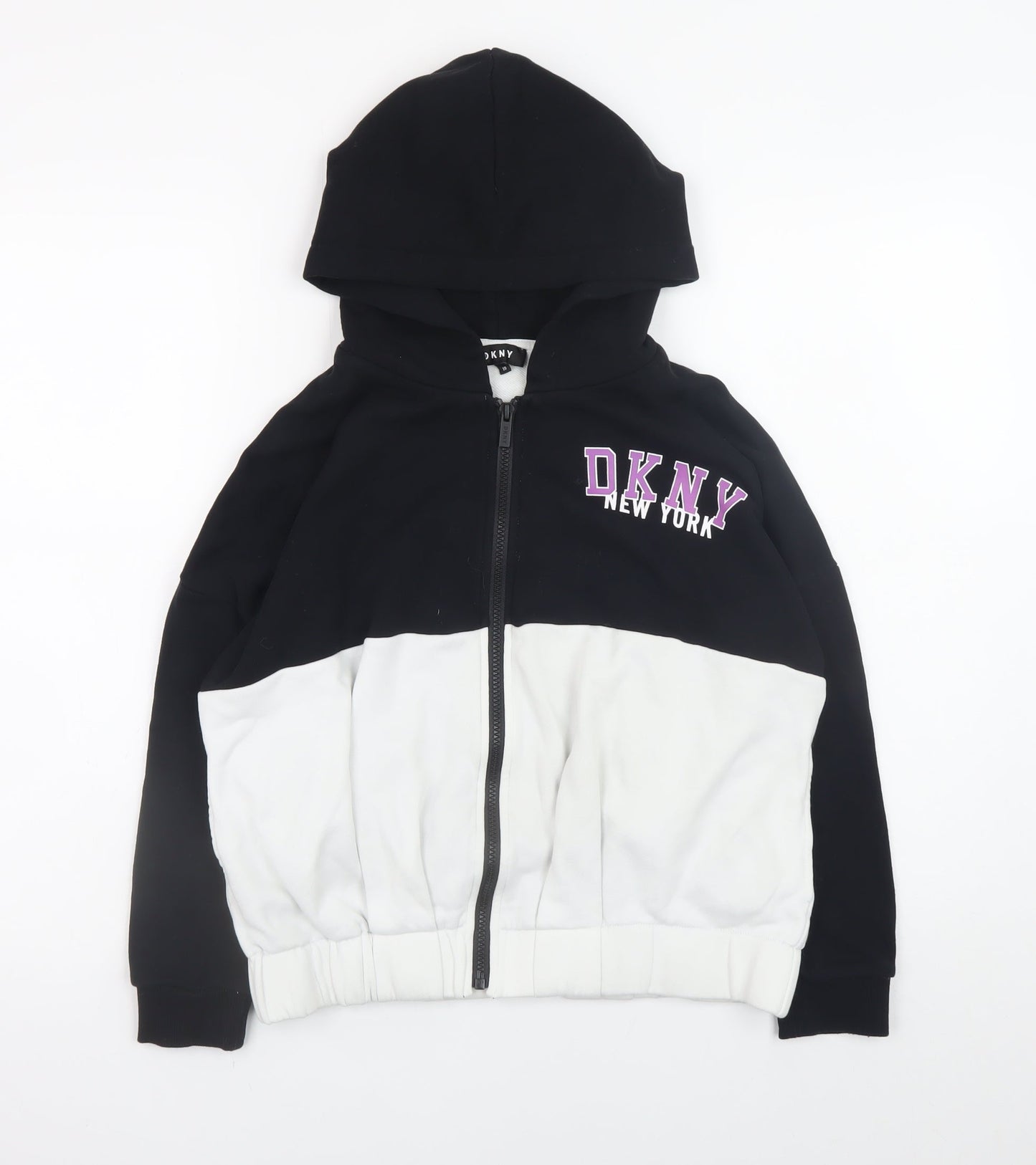 Womens UK Size 10 DKNY Black Full Zip Hoodie