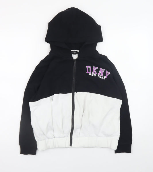 Womens UK Size 10 DKNY Black Full Zip Hoodie