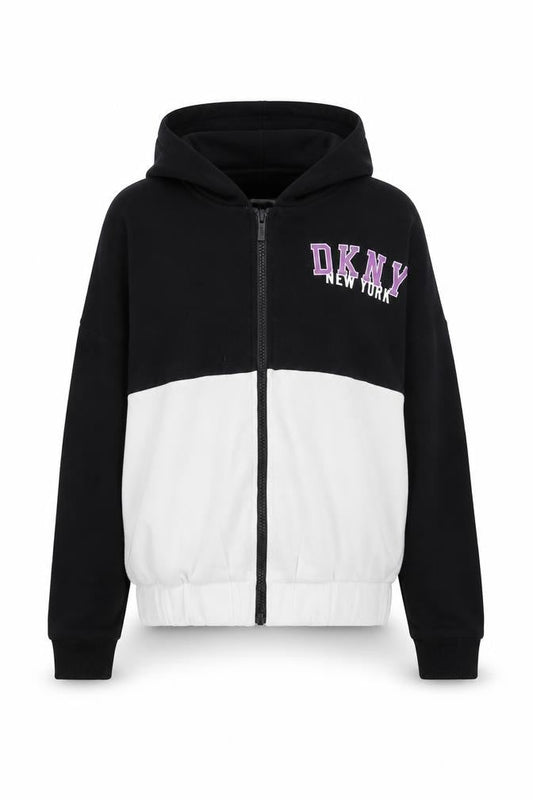 Womens UK Size 10 DKNY Black Full Zip Hoodie