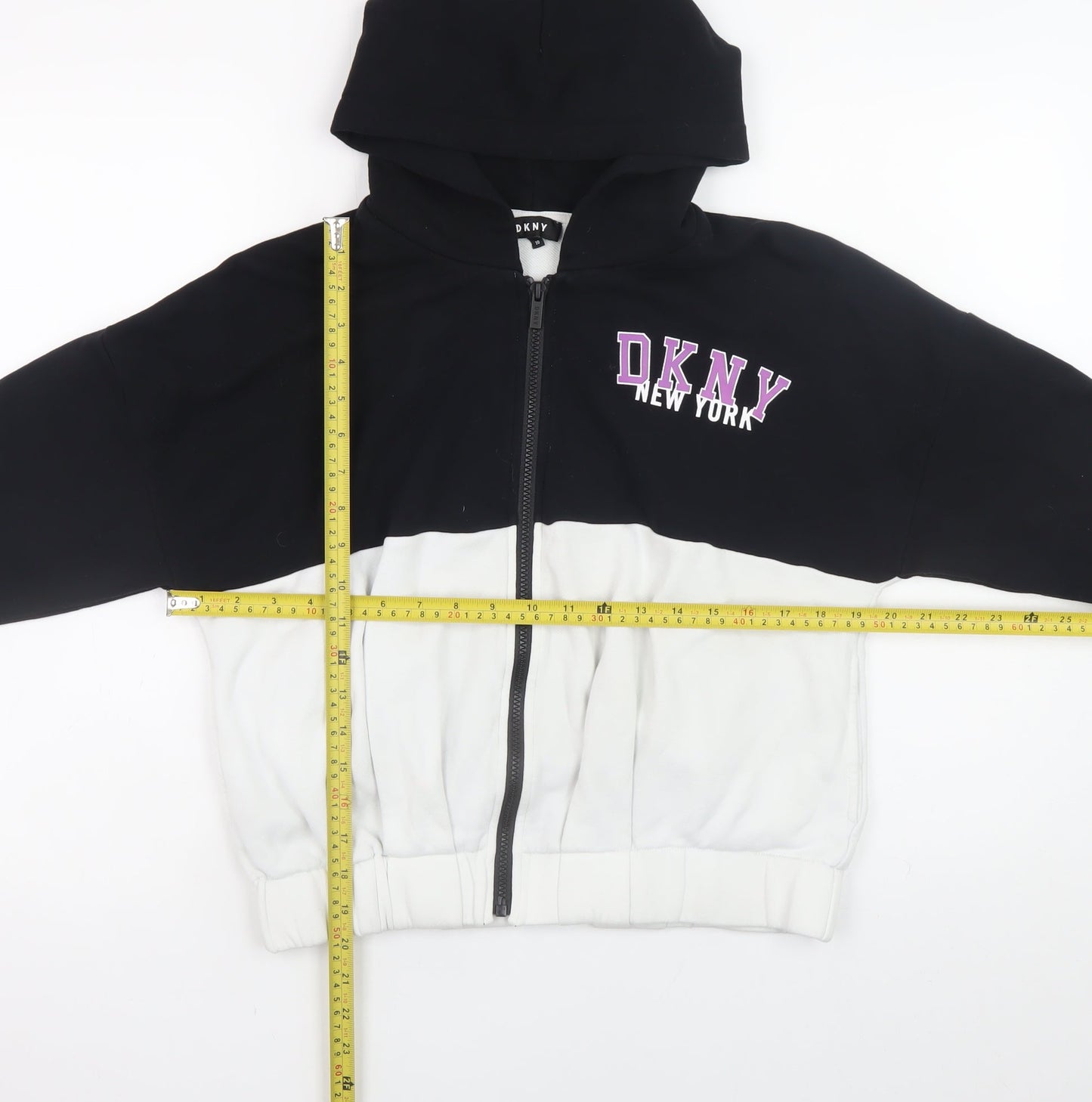 Womens UK Size 10 DKNY Black Full Zip Hoodie