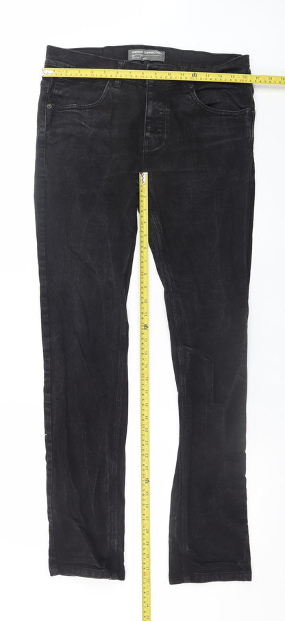Mens UK Size L French Connection Slim Fit Straight Black Jeans