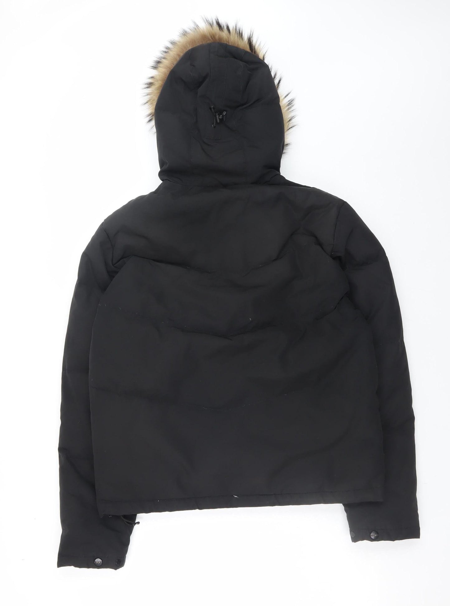 Woolrich Men's Black Down Puffer Jacket with Fur Hood Size 14