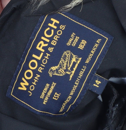 Woolrich Men's Black Down Puffer Jacket with Fur Hood Size 14