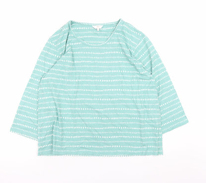 Womens UK Size 16 Cotton Traders Green Basic T-Shirt