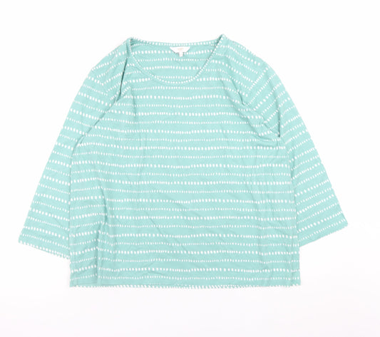Womens UK Size 16 Cotton Traders Green Basic T-Shirt