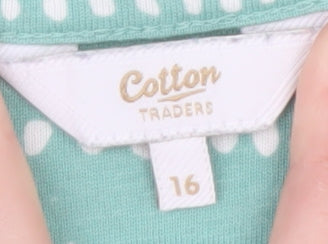 Womens UK Size 16 Cotton Traders Green Basic T-Shirt