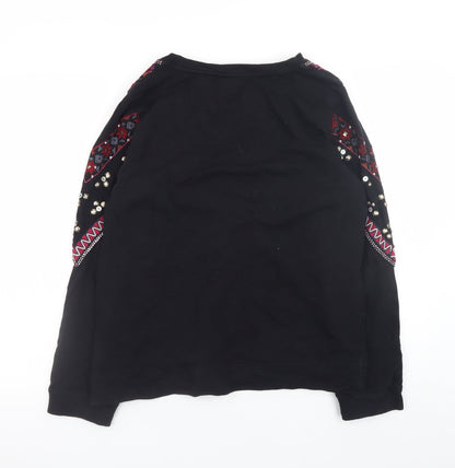 Monsoon Women’s Black Bohemian Beaded Cotton Jumper Size 14