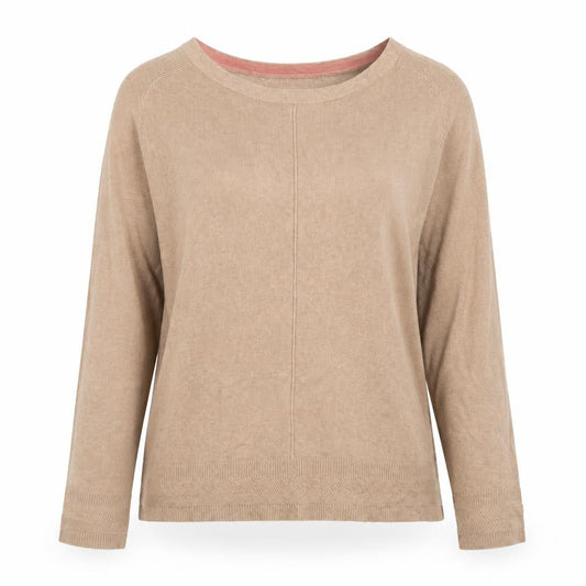 White Stuff Women’s Beige Crew Neck Cotton Merino Wool Jumper Size 12