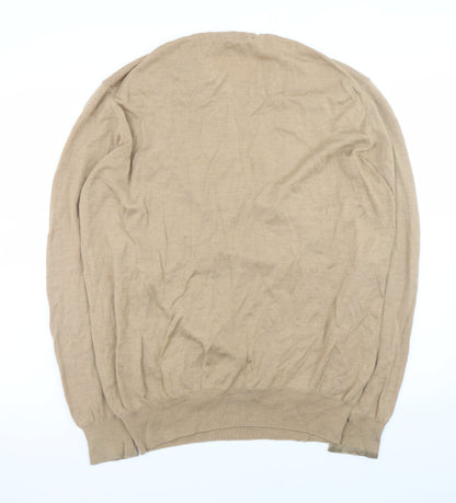 Hawick Knitwear Men Beige XL Wool Crew Neck Pullover Jumper