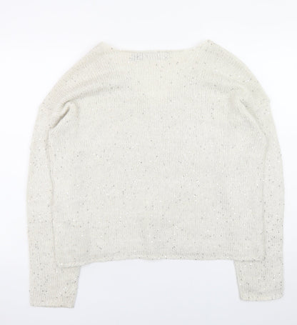 Vero Moda Women’s Ivory Sequin Knit V-Neck Jumper XL