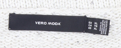 Vero Moda Women’s Ivory Sequin Knit V-Neck Jumper XL