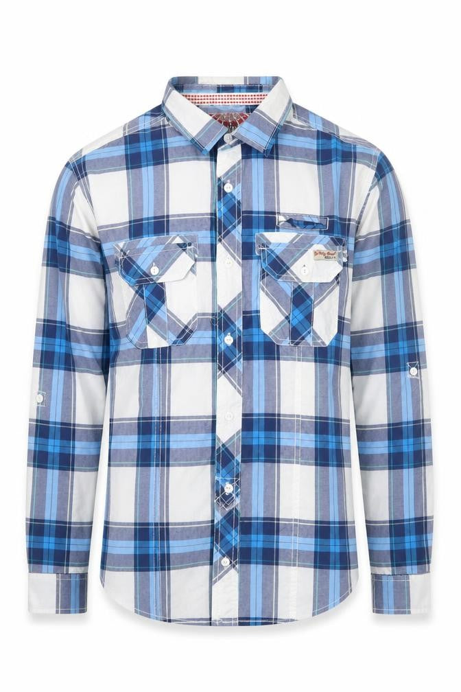 Tokyo Laundry Men's Blue Plaid Long Sleeve Button-Up Shirt Medium