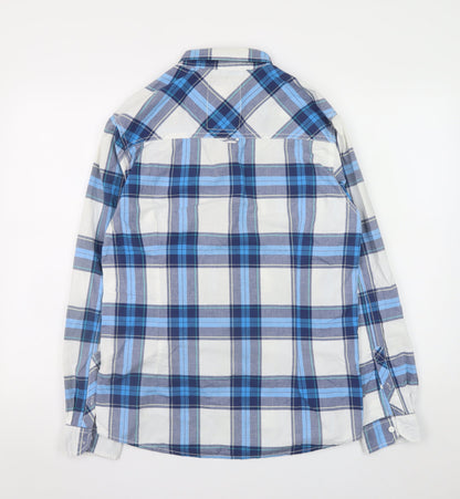 Tokyo Laundry Men's Blue Plaid Long Sleeve Button-Up Shirt Medium