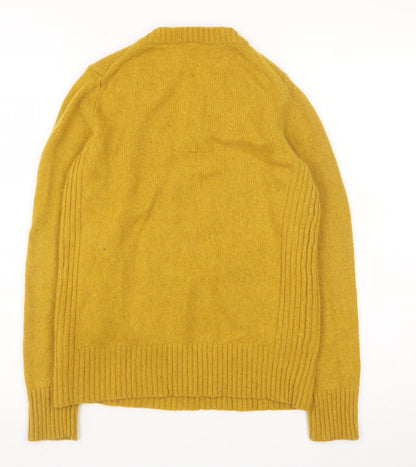 Marks and Spencer Women's Yellow Lambswool V-Neck Jumper Size 8