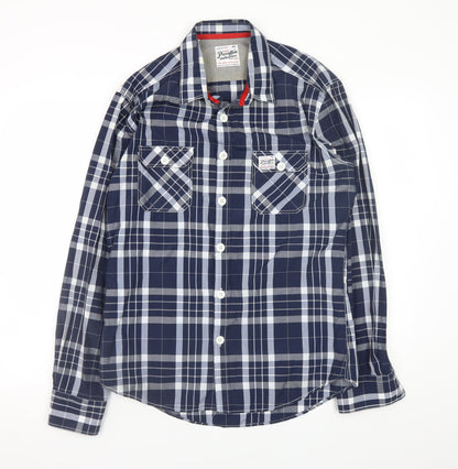 Paraffin Industries Men’s Blue Check Long Sleeve Button-Up Shirt L