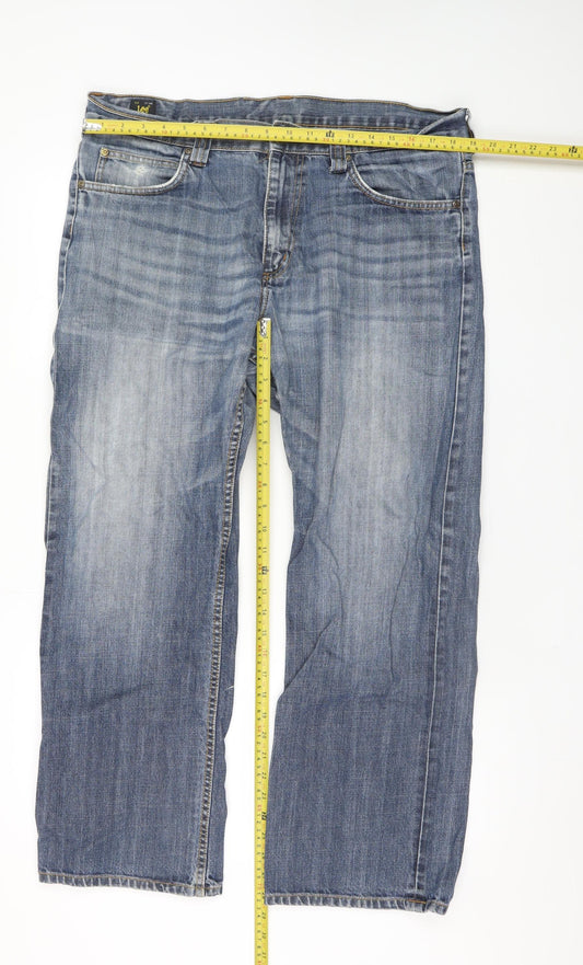 Mens UK Size L Lee Regular Fit Straight Blue Jeans