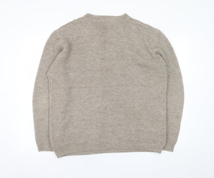 Next Men’s Beige Wool Acrylic Crew Neck Pullover Jumper Size L