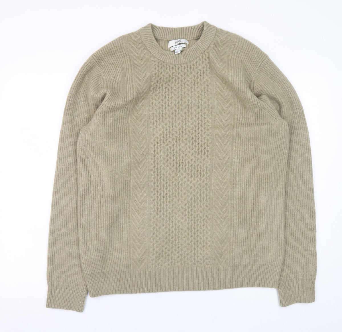 Mens UK Size L Marks and Spencer Beige Pullover Jumper