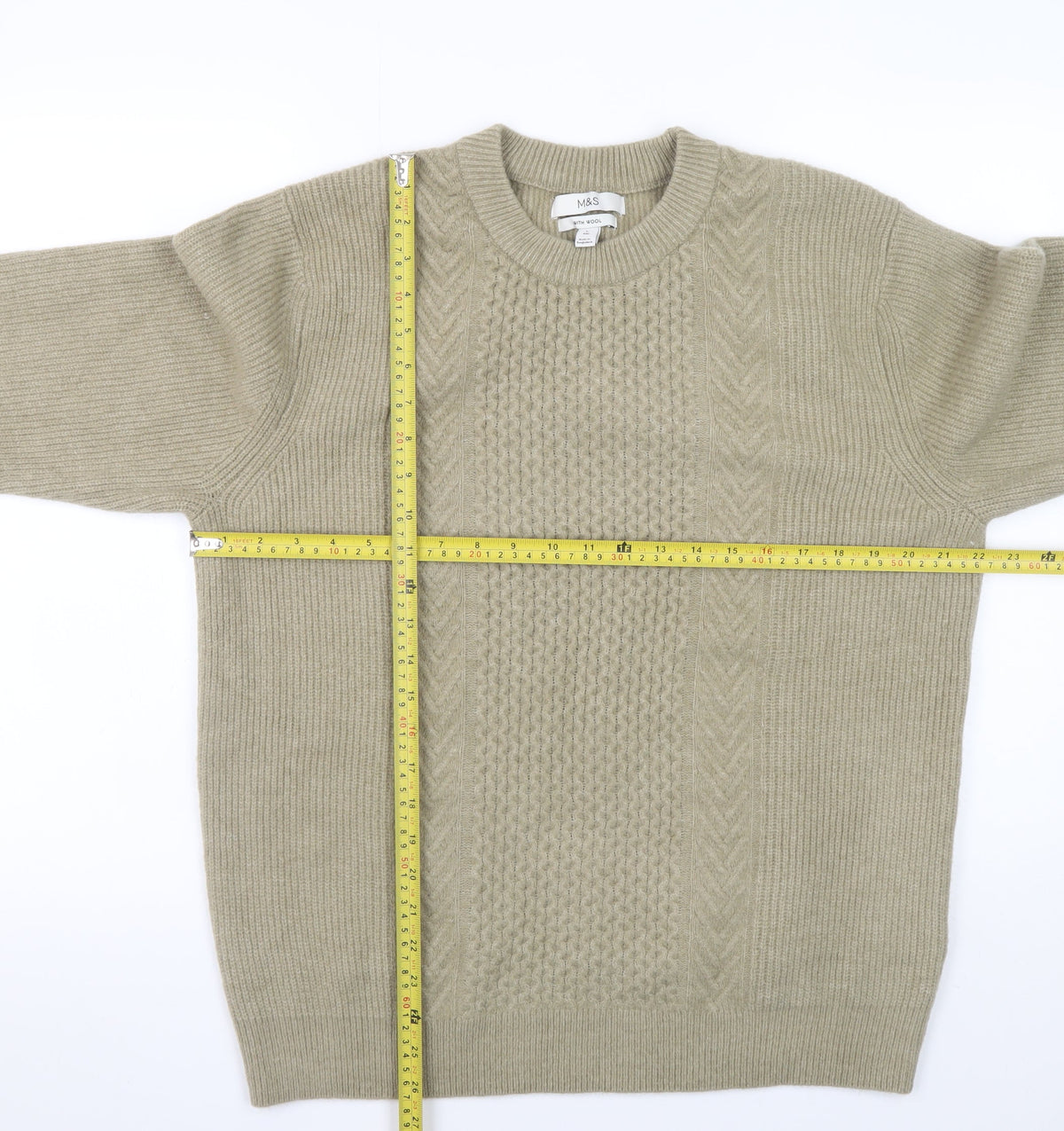 Mens UK Size L Marks and Spencer Beige Pullover Jumper