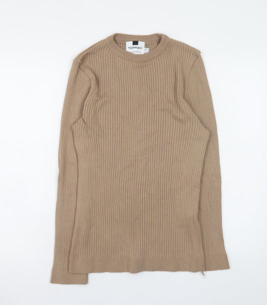 Mens UK Size S Topman Beige Pullover Jumper