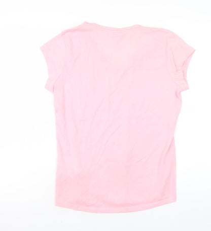 Womens UK Size 12 Lee Cooper Pink Basic T-Shirt