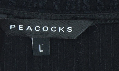 Womens UK Size L Peacocks Black Basic T-Shirt