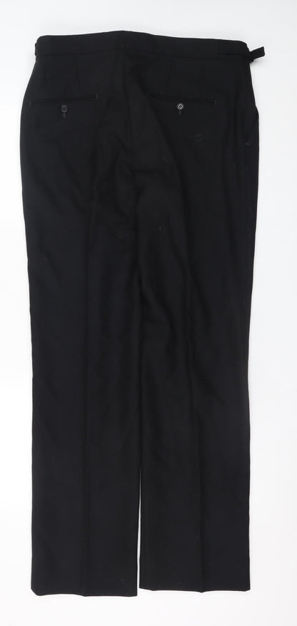 Magee Ireland Womens Black Formal Wool Blend Straight Trousers Size 14