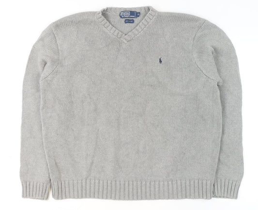Mens UK Size XL Polo by Ralph Lauren Grey Pullover Jumper