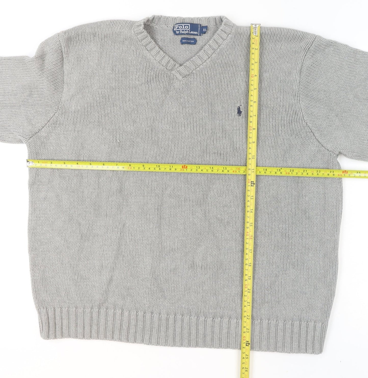 Mens UK Size XL Polo by Ralph Lauren Grey Pullover Jumper