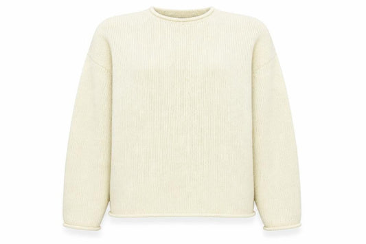 Front view of ASOS DESIGN Women’s Beige Chunky Knit Crew Neck Jumper, size S