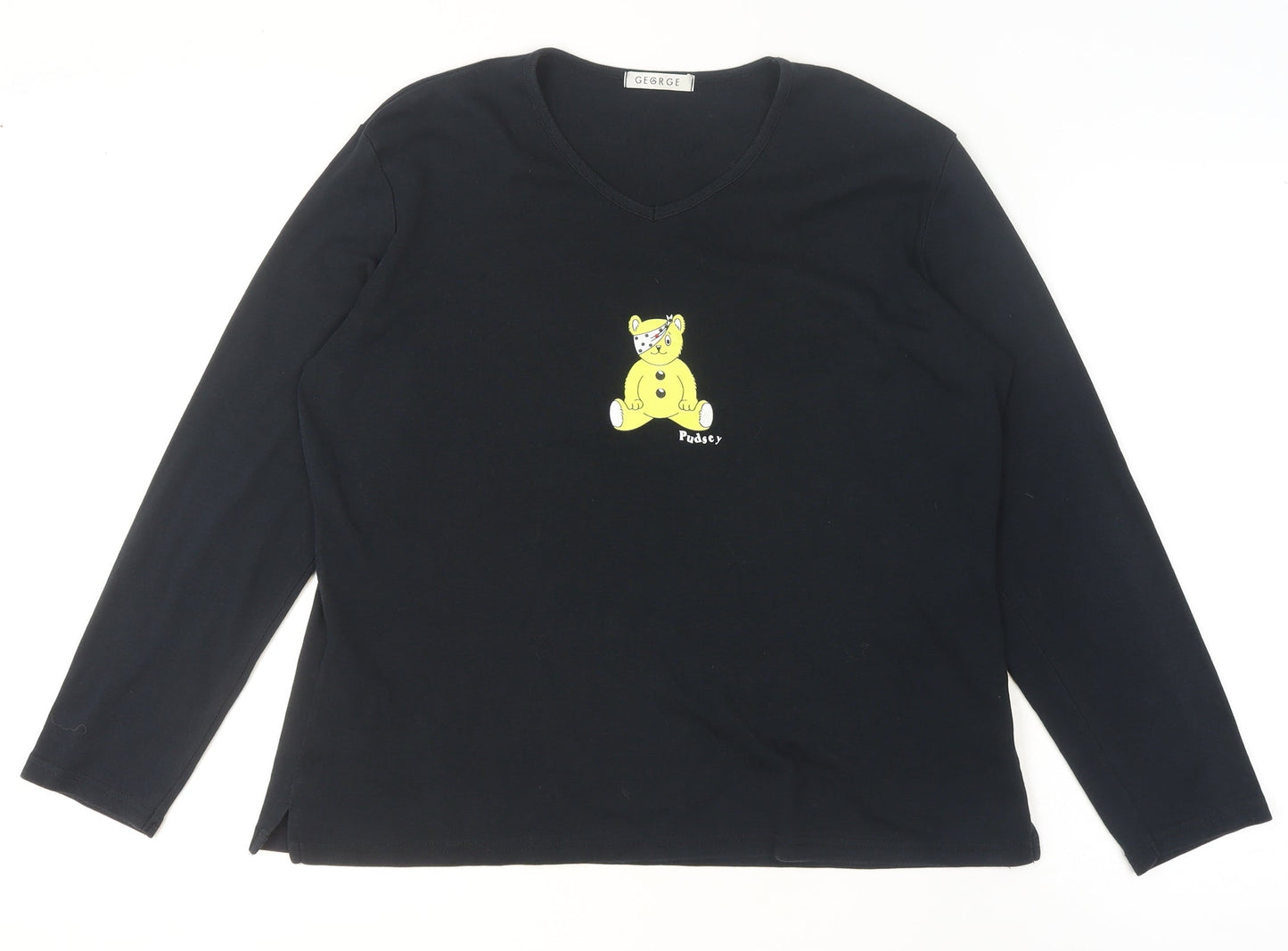 Womens UK Size 16 George Black Basic T-Shirt