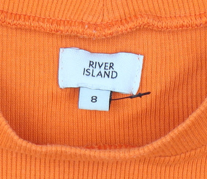 Womens UK Size 8 River Island Orange Basic T-Shirt
