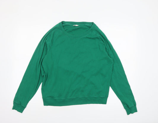 Hush Womens Green Cotton Crew Neck Long Sleeve T-Shirt M